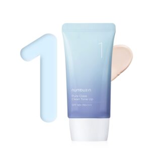 numbuzin No.1 Pure Glass Clean Tone Up | Hyaluronic Acid, Glossy Finish, Tinted, Light Beige Color | 1.69 fl oz