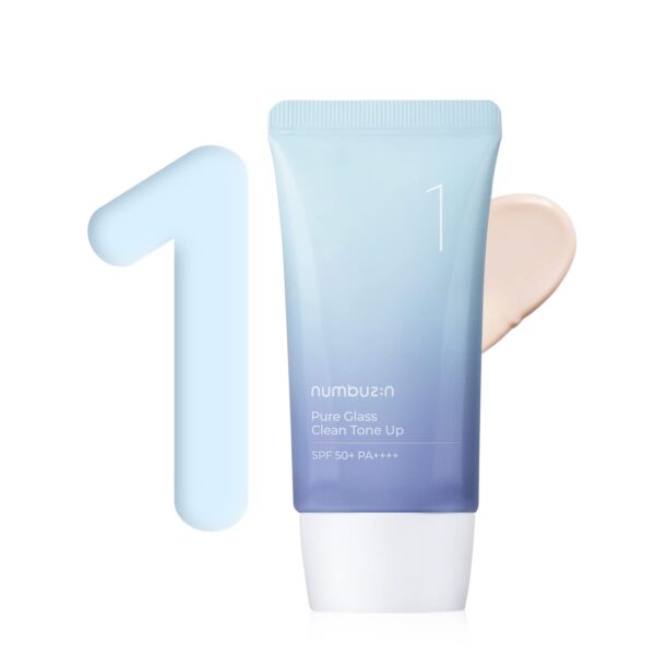 numbuzin No.1 Pure Glass Clean Tone Up | Hyaluronic Acid, Glossy Finish, Tinted, Light Beige Color | 1.69 fl oz
