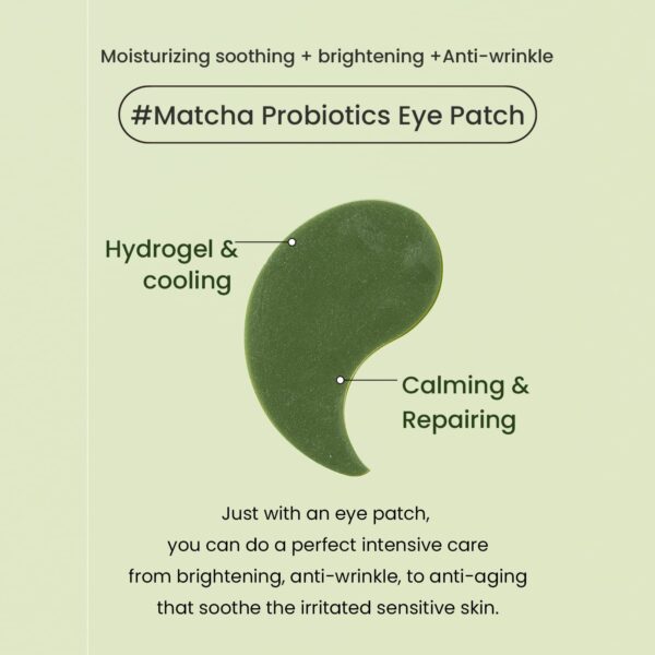HEIMISH Matcha Biome Hydrogel Eye Patch - Anti Aging Under Eye Patches, Hydrating, Firming, Calming & Soothing Eye Mask with Matcha, Probiotics, for Dark Circles, Puffiness & Wrinkles, 1.4g/60ea - Image 3
