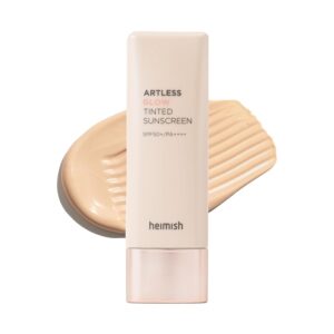 HEIMISH Artless Glow Tinted Sunscreen, Multipurpose Makeup Base, Primer, Highlighter, Lightweight, Non-greasy, Hydrating, Natural Finish with SPF 50+ PA+++, 1.4fl.oz/40ml, Shine Beige