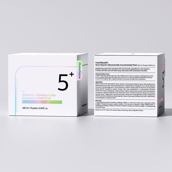 numbuzin No.5 Toner Pads | Vitamin-Niacinamide Concentrated Pad | Double-Sided | Glutathione, Niacinamide, PHA & LHA | Exfoliation, Hyperpigmentation Care | 70 Pads/180 ml - Image 9