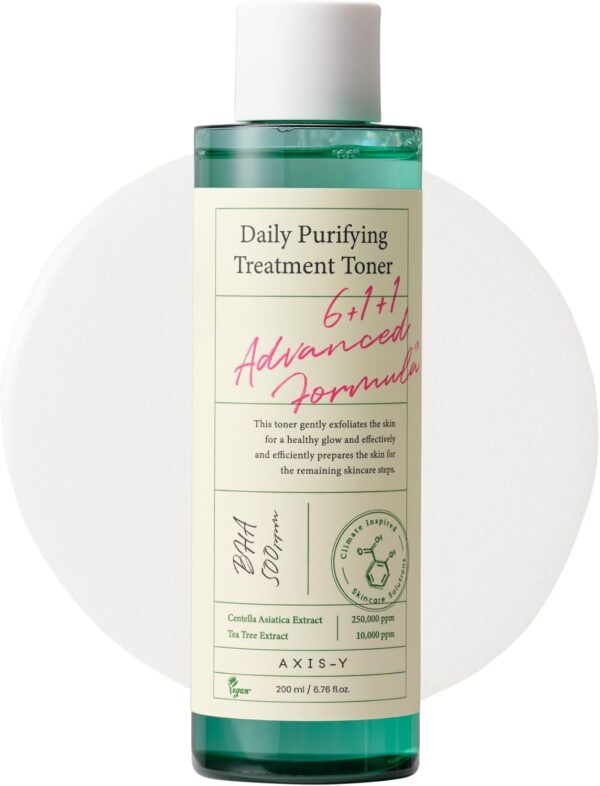 AXIS-Y Daily Purifying Treatment Toner with Salicylic Acid & Centella Asiatica - Pore Minimizer, Oil Control & Blemish Treatment Face Exfoliator - Vegan Korean Skin Care BHA Toner - 6.76 fl. oz.