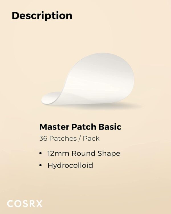COSRX Master Patch Basic, Overnight Acne Patch Hydrocolloid, Blemish Spot Sticker for Face, Strong adhesion & Thicker Spot Cover, 1 Sizes (36 Count) - Image 8