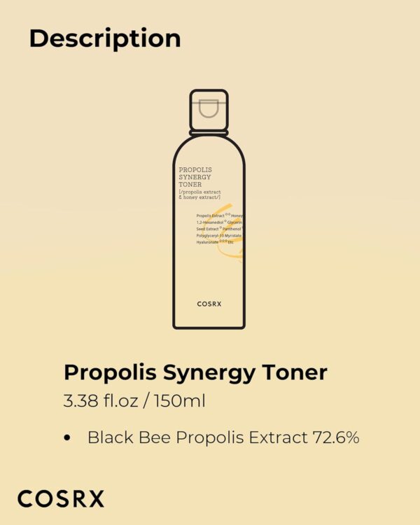 COSRX Full Fit Propolis Synergy Toner, 150ml / 5.07 fl.oz | Instant Moisture Boosting Toner, Propolis 72.6% Honey 10.7% Panthenol, Korean Skin Care - Image 7