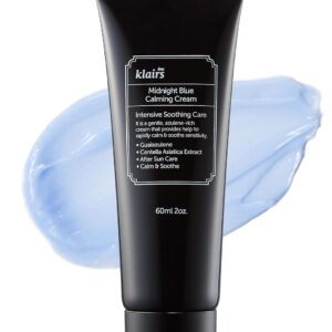 DearKlairs Midnight Blue Calming Cream, Soothing, Redness Relief Moisturizer, Hydrating, Fast Absorbing, Light Texture for Easy Use, For Oily Skin, Sensitive Skin Friendly (2 Ounce (Pack of 1))