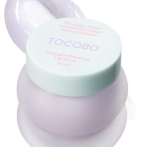 TOCOBO Collagen Boosting Lip Mask – Korean Overnight Lip Plumper Treatment with Fermented Collagen, Olive Oil & Lavender – Hydrating, Plumping, Exfoliating Balm for Smooth, Elastic Lips, 0.5 oz.
