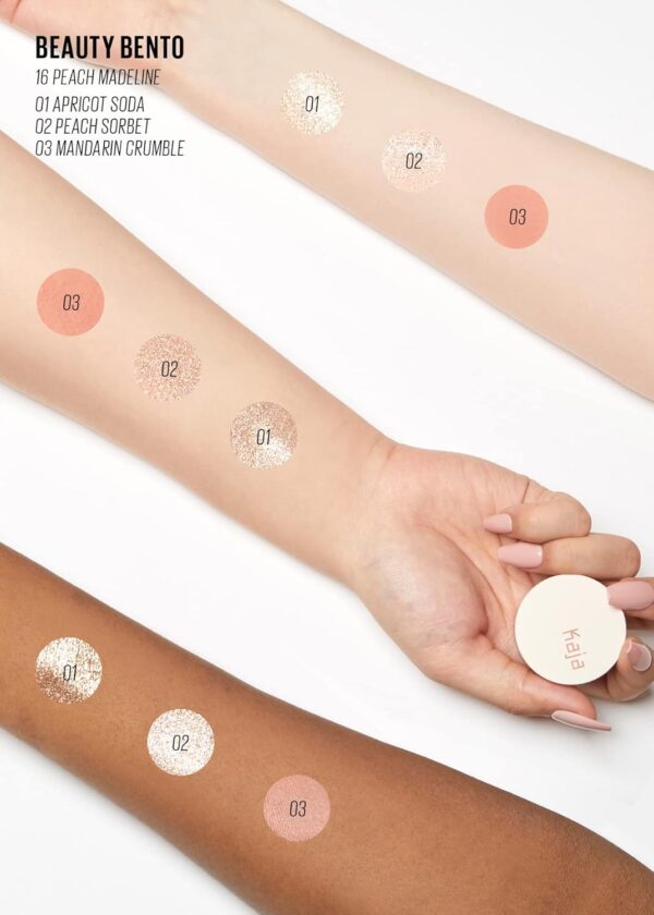 Kaja Beauty Bento Collection - Bouncy Eyeshadow Trio | 16 Peach Madeline | Nude Peach Tone | Vegan, Cruelty free - Image 7