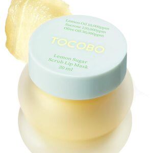 TOCOBO Lemon Sugar Lip Mask – Korean Vegan Lip Scrub & Overnight Exfoliating Treatment for Dry, Chapped Lips – Hydrating, Plumping, Smoothing – Glazed Balm Texture, Non-Sticky, 0.68oz