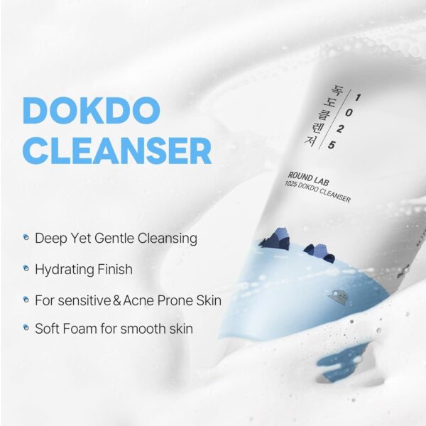 ROUND LAB 1025 Dokdo Cleanser 5.07 Fl Oz, Low pH Facial Cleanser for Sensitive Skin, Rich Soft Bubbles for Deep Cleansing and Makeup Removal, Hydrating Face Wash with Deep Sea Water, Korean Skin Care - Image 2