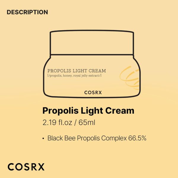 COSRX Full Fit Propolis Light Cream, 2.19 Fl.oz / 65ml, Propolis 64.5%, Hydrating Daily Day and Night Moisturiser, Korean Skin Care, Not Tested on Animals, Paraben Free - Image 6