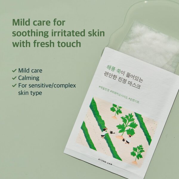 ROUND LAB Mugwort Calming Sheet Mask (Unscented) | Calm irritated skin, Soothing care, Hydration lock, Cooling effect (10ea) - Image 2