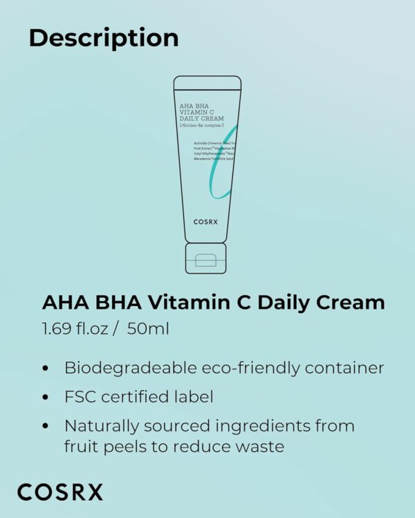 COSRX AHA BHA VITAMIN C Daily Cream 1.69 fl. oz 50 ml, Face Cream, Anti Aging, Plumping Skin, Natural, Fruit, Korean Skin Care - Image 7