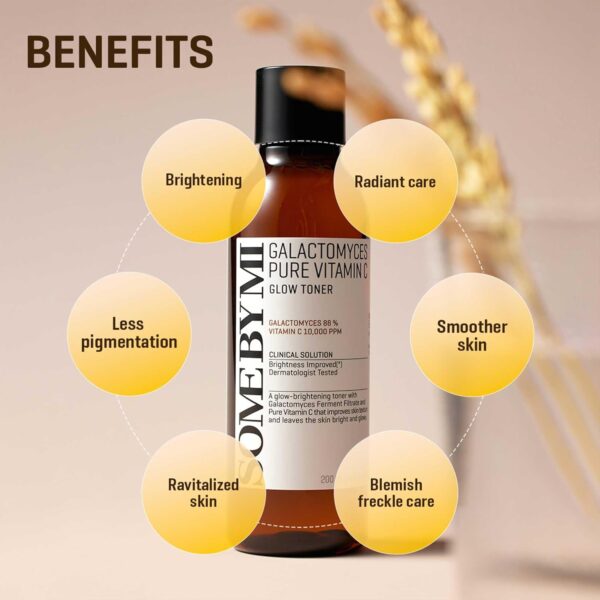 SOME BY MI Galactomyces Pure Vitamin C Glow Toner - 6.76Oz, 200ml - Korean Daily Vitamin C Face Toner for Skin Brightening - Glass Skin Routine with Skin Texture, Elasticity Care - Korean Skin Care - Image 4