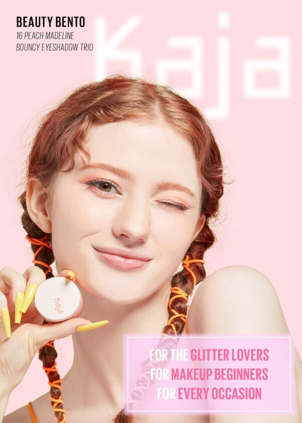 Kaja Beauty Bento Collection - Bouncy Eyeshadow Trio | 16 Peach Madeline | Nude Peach Tone | Vegan, Cruelty free - Image 2