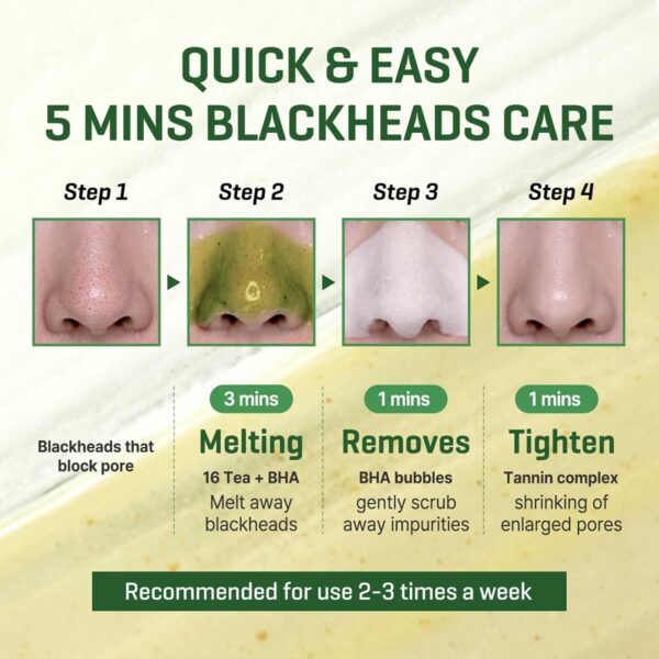 SOME BY MI Bye Bye Blackhead 30 Days Miracle Green Tea Tox Bubble Cleanser – 4.23oz, 120g – Korean Face Wash & Bubble Face Mask – Daily Blackhead-Removing Pore Minimizer for Face – Korean Skin Care - Image 5