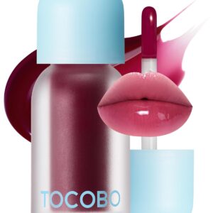 TOCOBO Juicy Berry Plumping Lip Oil 07 Plum Jam – Korean Vegan Hydrating Lip Oil with Plant Oils for High Shine Gloss - Non Sticky Formula for All Skin Tones, 0.12 fl.oz.