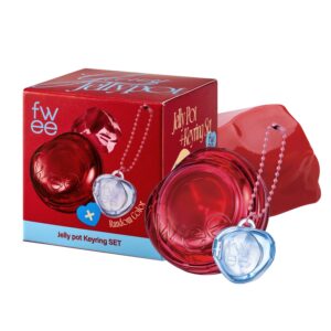 Glowy Jelly Pot + Keychain SET | Dewy Jelly Lip & Blush Color, Tinted Glow Jelly Balm, Dewy Buildable Finish – Honey Peach (Vivid Coral) | 0.14 oz