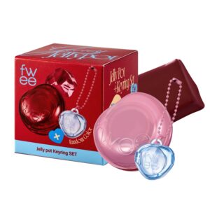 Glowy Jelly Pot + Keychain SET | Dewy Jelly Lip & Blush Color, Tinted Glow Jelly Balm, Dewy Buildable Finish – Couverture(Berry Choco) | 0.14 oz