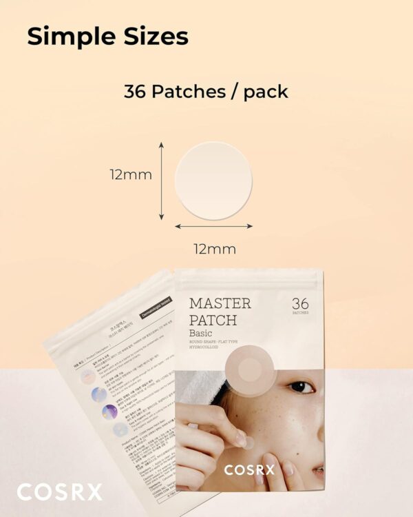 COSRX Master Patch Basic, Overnight Acne Patch Hydrocolloid, Blemish Spot Sticker for Face, Strong adhesion & Thicker Spot Cover, 1 Sizes (36 Count) - Image 4