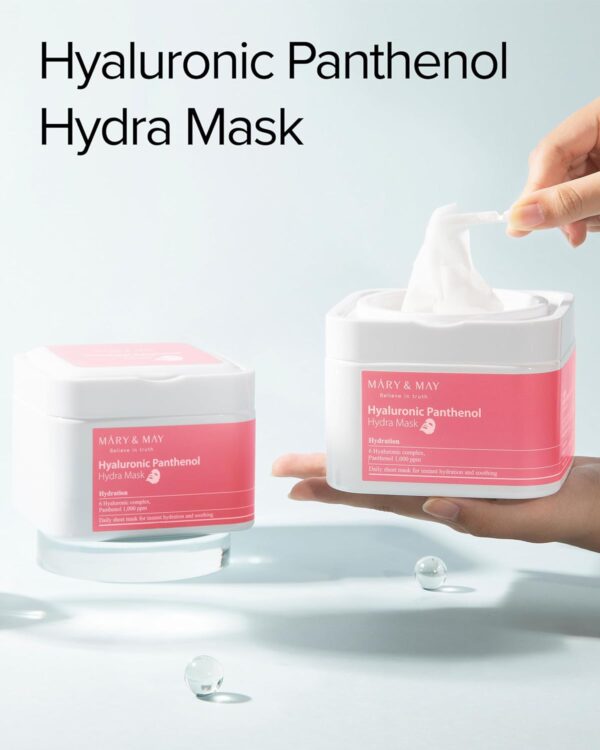 Mary&May Hyaluronic Panthenol Hydra Mask - Daily Pull Out Sheet Mask for Intense Moisturizing and Soothing - Korean Skincare, Hypoallergenic, Cruelty-Free, 30 Sheets - Image 2