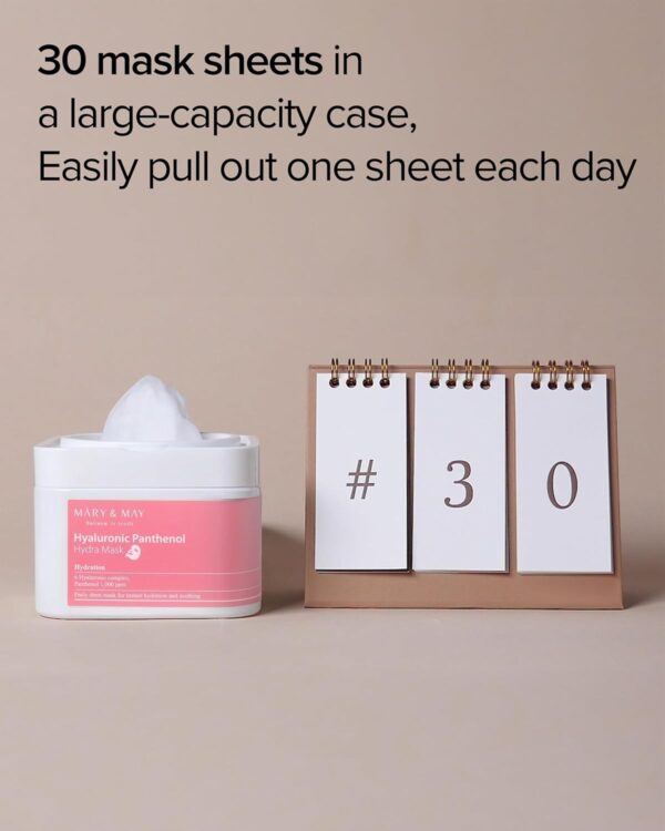 Mary&May Hyaluronic Panthenol Hydra Mask - Daily Pull Out Sheet Mask for Intense Moisturizing and Soothing - Korean Skincare, Hypoallergenic, Cruelty-Free, 30 Sheets - Image 3