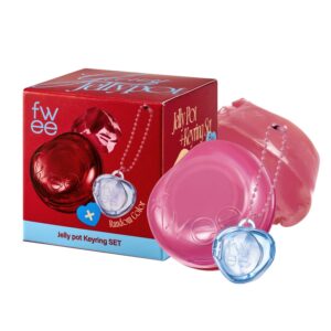 Glowy Jelly Pot + Keychain SET | Dewy Jelly Lip & Blush Color, Tinted Glow Jelly Balm, Dewy Buildable Finish – Sugar Coat (Coral Pink) | 0.14 oz