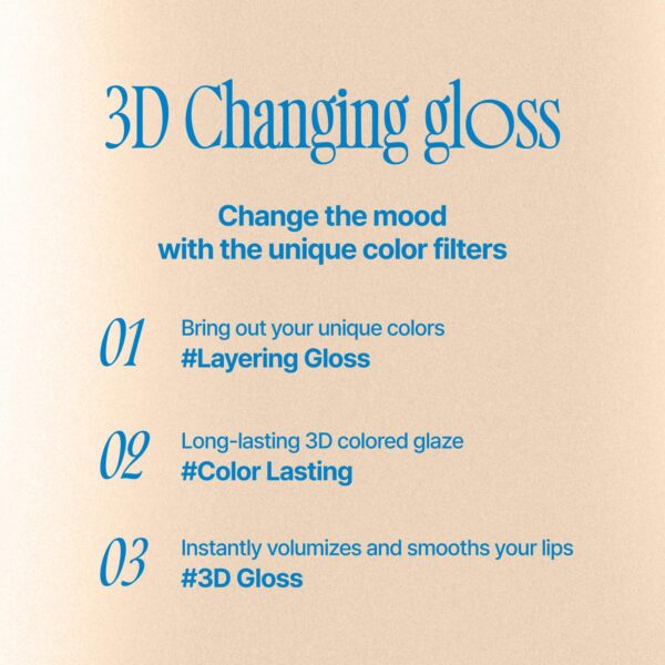 3D Changing Gloss | 00 Clear | Lip Gloss for changing color, Layering Gloss, Long-lasting & Plumping, Glossy | 5.3g - Image 3