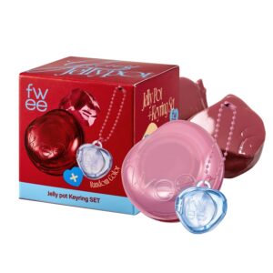 Glowy Jelly Pot + Keychain SET | Dewy Jelly Lip & Blush Color, Tinted Glow Jelly Balm, Dewy Buildable Finish – Rosy Glaze (Dusty Rose) | 0.14 oz