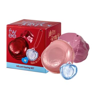 Glowy Jelly Pot + Keychain SET | Dewy Jelly Lip & Blush Color, Tinted Glow Jelly Balm, Dewy Buildable Finish – Milky (Creamy Pink) | 0.14 oz
