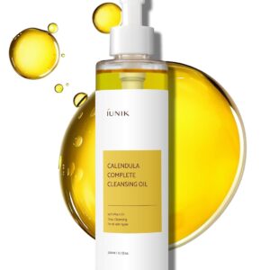 IUNIK Calendula & Jojoba Oil-Infused Vegan Cleansing Oil – Gentle Blackhead Melting & Makeup Remover Facial Cleanser w/ 94% Plant-based Oils Korean Skincare
