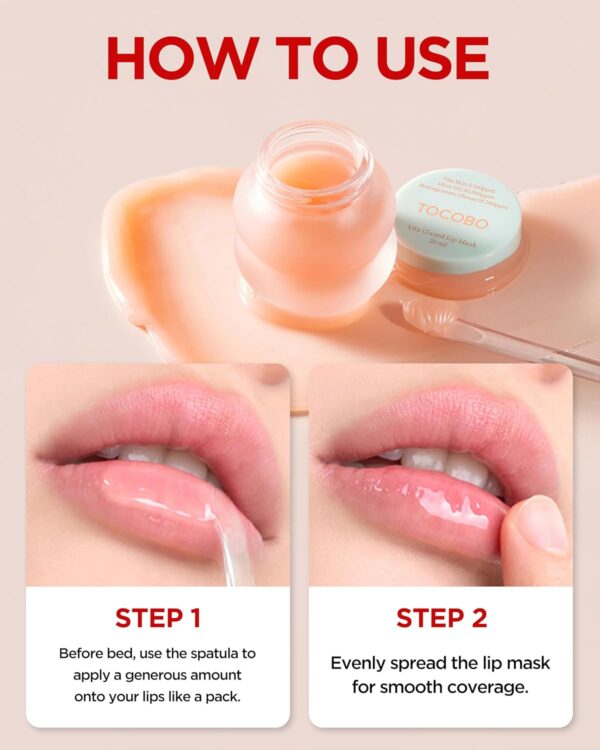 TOCOBO Vita Glazed Lip Mask – Korean Vegan Lip Scrub & Overnight Exfoliating Treatment for Dry, Chapped Lips – Hydrating, Plumping, Smoothing – Glazed Balm Texture, Non-Sticky, 0.68oz - Image 6