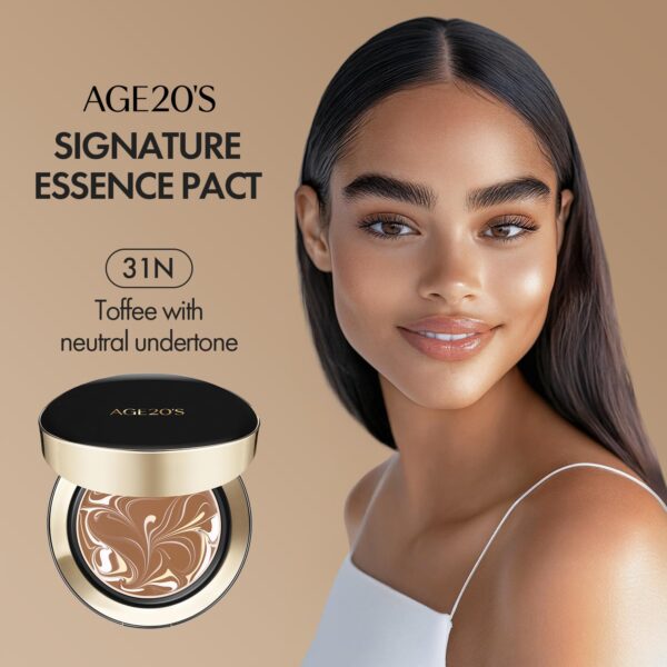 AGE20'S Signature Essence Pact SPF 50+ | Pack of 1 | 31N TOFFEE | Cream Foundation, Dewy Finish, Natural Coverage | Korean Cushion Foundation - Image 8