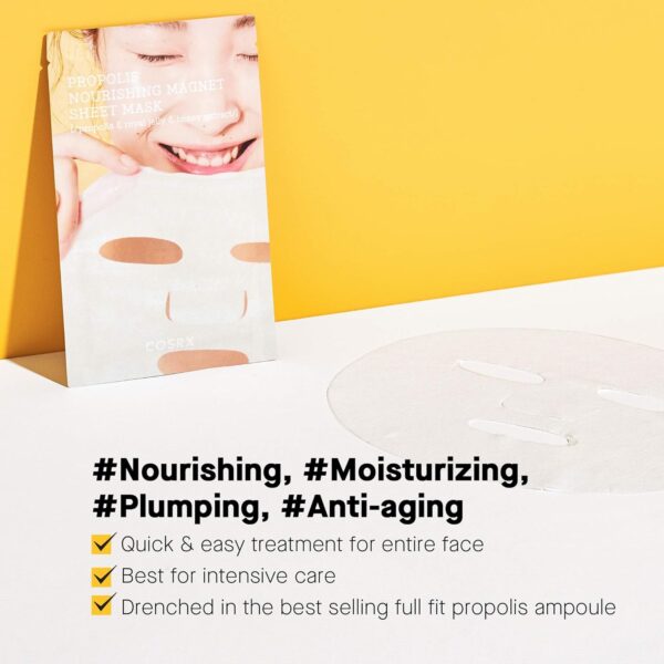 COSRX Propolis Nourishing Magnet Sheet Mask 21ml / 0.71 fl.oz | Honey Face Mask | Korean Skin Care, Cruelty Free, Paraben Free - Image 2