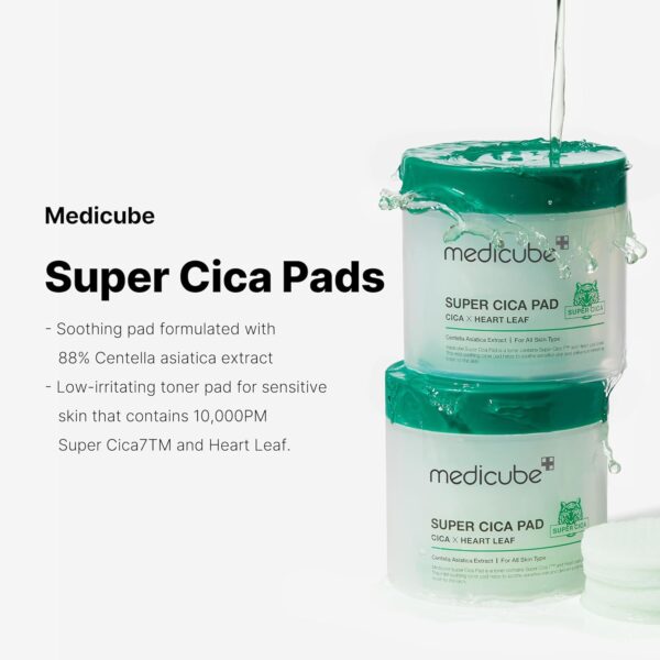medicube Super CICA Pad - CICA x Heart Leaf - Vegan Certified - 70 Pads/Pack - Image 2