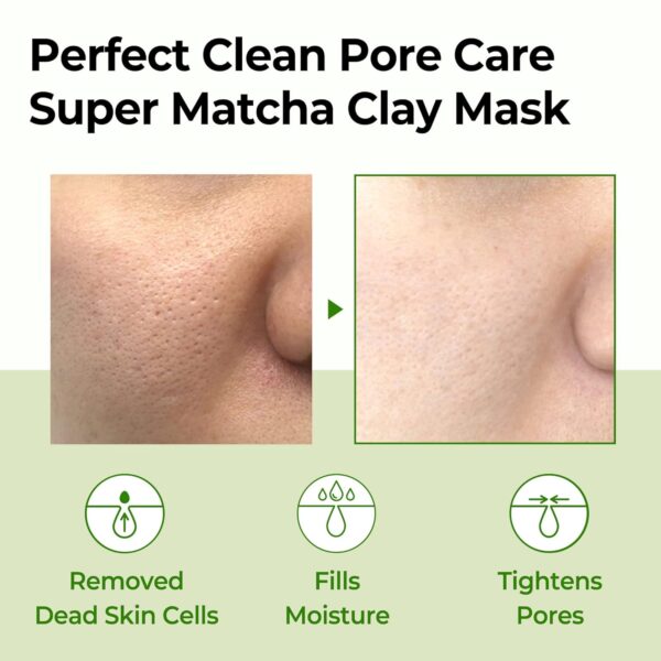SOME BY MI Super Matcha Pore Clean Clay Mask - 3.52Oz, 100g - Made from Match Water for Sensitive Skin - Skin Moisturizing Effect with Sebum and Pore Care - Korean Skin Care - Image 3