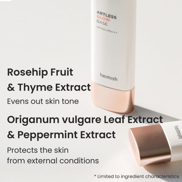HEIMISH Artless Glow Base, Multipurpose Makeup Base, Primer, Highlighter, Tone Up Sunscreen for face, Lightweight, Non-greasy, Hydrating, Natural Finish with SPF 50+ PA++++, 1.4fl.oz/40ml - Image 6
