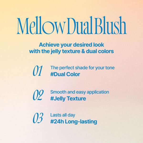 Mellow Dual Blush | ND01 Lazy Tempo | Dual Color, Jelly Texture, 12 Colors, Longwear, Long-lasting | 7.2g - Image 3