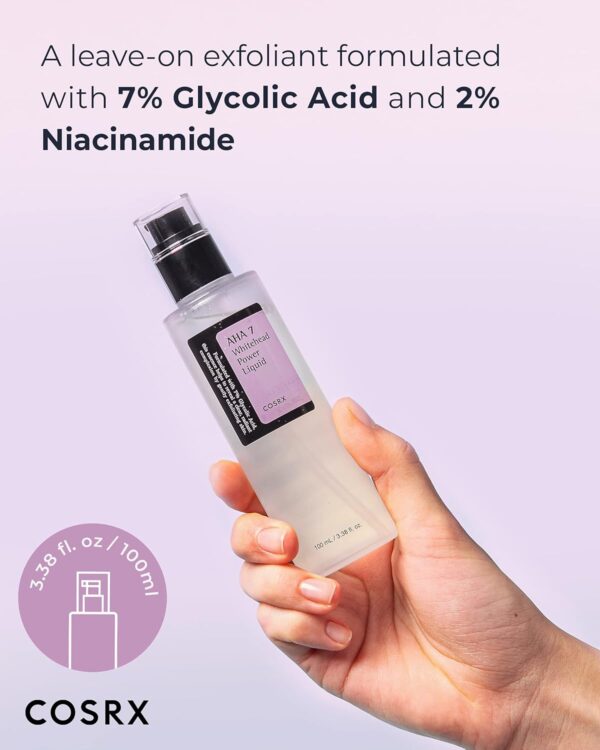COSRX 7% Glycolic Acid Whitehead Removing Power Liquid, 3.38 fl.oz, AHA Exfoliant, Exfoliating Toner for Face & Body, Pore Minimizer, Korean Skin Care - Image 2
