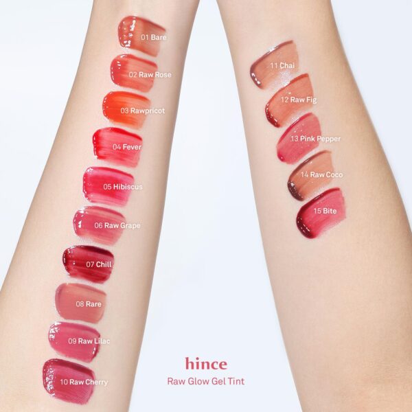 HINCE Raw Glow Gel Tint - Glossy Dewy Lip Tint, Non-Sticky & Long Wearing Lip Gloss for Natural Glass Glow, Moisturizing Liquid Lipstick, Vegan, 0.13 fl.oz. (BARE, 01) - Image 6