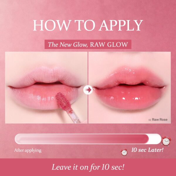 HINCE Raw Glow Gel Tint - Glossy Dewy Lip Tint, Non-Sticky & Long Wearing Lip Gloss for Natural Glass Glow, Moisturizing Liquid Lipstick, Vegan, 0.13 fl.oz. (BARE, 01) - Image 5
