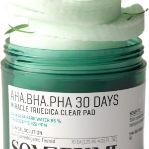 SOME BY MI AHA BHA PHA 30 Days Miracle Truecica Clear Pad – 70 Pads – Korean Exfoliating Centella Face Toner Pads – Gently Clears Impurities, Refines Pores & Smooths Skin Texture – Korean Skin Care