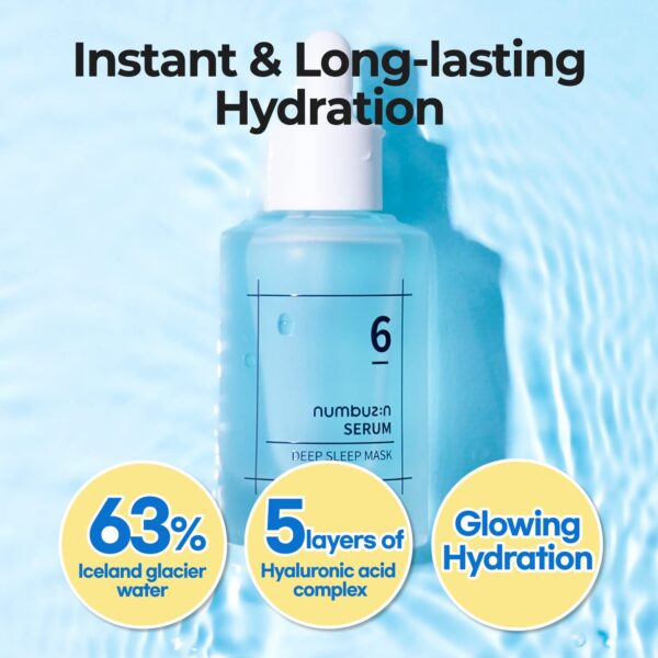 numbuzin No.6 Serum | Deep Sleep Mask Serum | Iceland Glacier Water for Instant and Long-lasting Hydration with Hyaluronic Acid & Niacinamide | Korean Skincare for Dry Skin | 1.69 fl. oz. - Image 2
