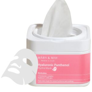 Mary&May Hyaluronic Panthenol Hydra Mask - Daily Pull Out Sheet Mask for Intense Moisturizing and Soothing - Korean Skincare, Hypoallergenic, Cruelty-Free, 30 Sheets