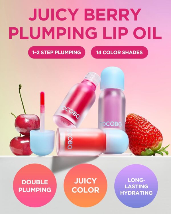 TOCOBO Juicy Berry Plumping Lip Oil Glam Max 11 Honey Lemon – Korean Vegan Hydrating Lip Oil with Plant Oils for High Shine Gloss - Non Sticky Formula for All Skin Tones, 0.12 fl.oz. - Image 2