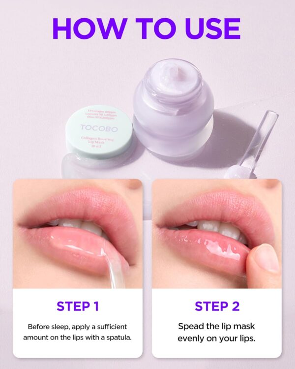 TOCOBO Collagen Boosting Lip Mask – Korean Overnight Lip Plumper Treatment with Fermented Collagen, Olive Oil & Lavender – Hydrating, Plumping, Exfoliating Balm for Smooth, Elastic Lips, 0.5 oz. - Image 6