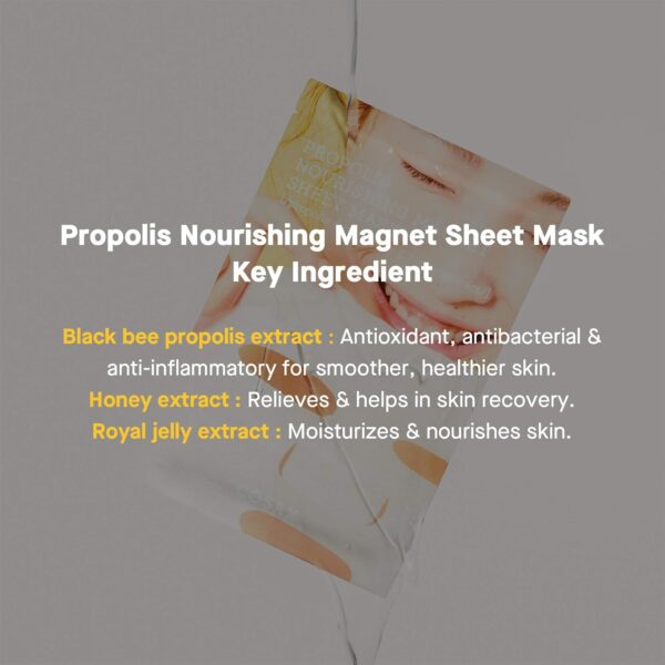 COSRX Propolis Nourishing Magnet Sheet Mask 21ml / 0.71 fl.oz | Honey Face Mask | Korean Skin Care, Cruelty Free, Paraben Free - Image 3