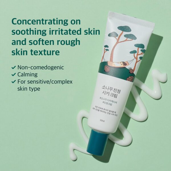 ROUND LAB Pine Calming Cica Cream 1.69 Fl Oz, Low-Acidic Soothing Moisturizer with Pine Cica, BHA + LHA, and Hyaluronic Acid for Skin Barrier Support, Sebum Control, and Hydration, Korean Skincare - Image 2