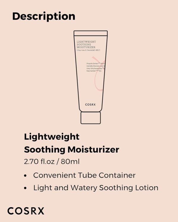 COSRX AC Collection Lightweight Soothing Moisturizer, 80ml / 2.70 fl.oz | Aloe Vera Leaves Extract 71.2% | Animal Testing Free, Paraben Free - Image 5