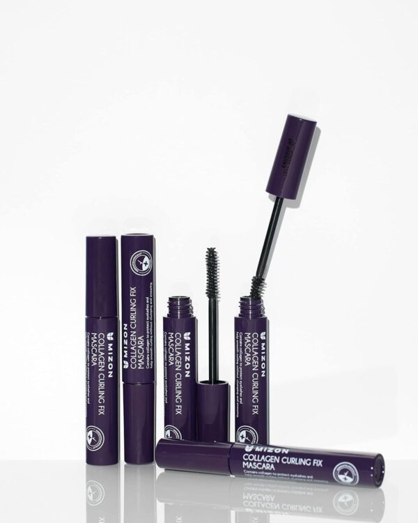 MIZON Collagen Curling Fix Mascara long lasting no smudges high volume korean make up with skincare benefits (0.20 oz)
