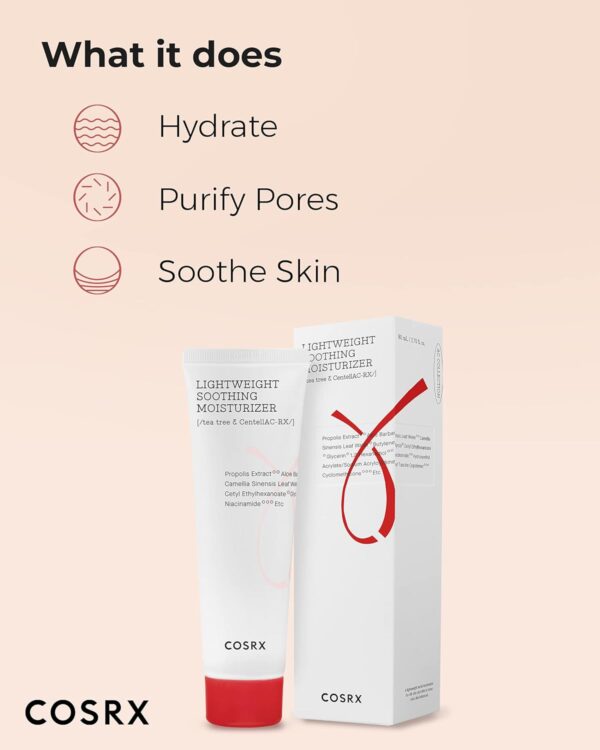 COSRX AC Collection Lightweight Soothing Moisturizer, 80ml / 2.70 fl.oz | Aloe Vera Leaves Extract 71.2% | Animal Testing Free, Paraben Free - Image 2